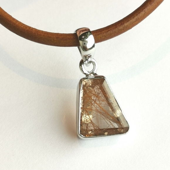 Jem Designs Shop Jewelry - New freeform rutilated quartz pendant in Sterling Silver